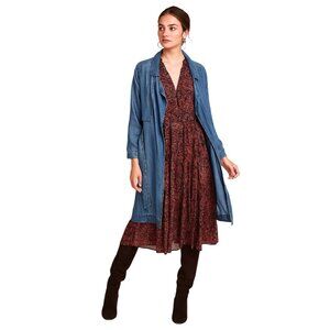 Mason by Suki Chambray Belted Denim Trench Jacket - Large